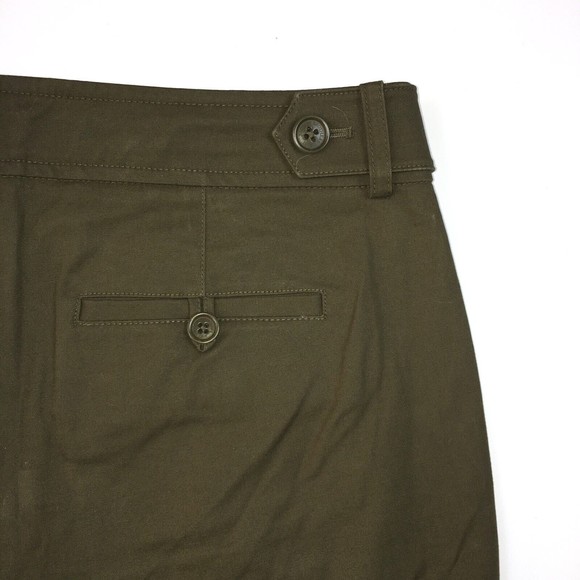New Brooks Bros Sz 10 Women Chino Cuffed Pant Slim Fit Olive Cotton Tapered Leg - Picture 2 of 6